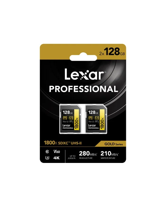 LEXAR SD 128GB V60 1800x UHS-II PACK X2