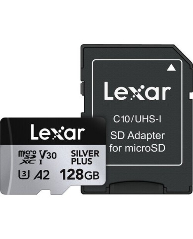 LEXAR MICRO SDXC PROFESSIONAL SILVER PLUS 128GB V30 UHS-I CON ADAPTADOR