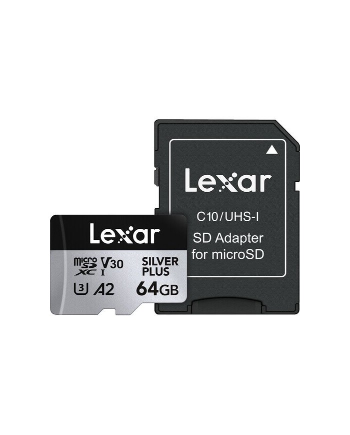 LEXAR MICRO SDXC PROFESSIONAL SILVER PLUS 64GB V30 UHS-I CON ADAPTADOR