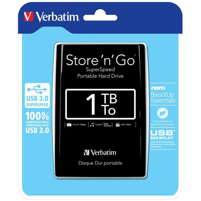 VERBATIM STORE 'N' GO, 1TB 5400 RPM, USB 3.0 VERBATIM STORE 'N' GO, 1TB 5400 RPM, USB 3.0