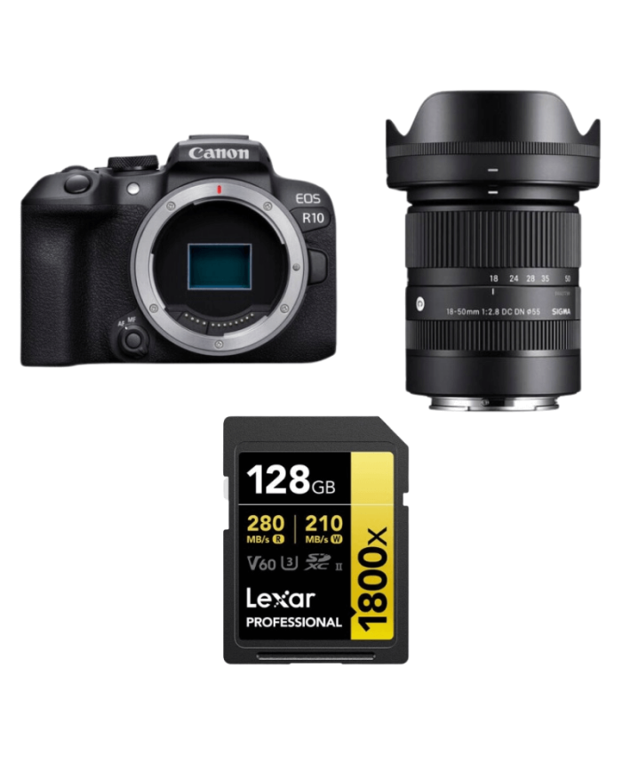 CANON EOS R10 + SIGMA 18-50 + LEXAR GOLD SD 128GB