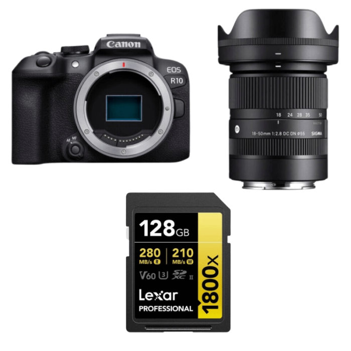 CANON EOS R10 + SIGMA 18-50 + LEXAR GOLD SD 128GB CANON EOS R10 + SIGMA 18-50 + LEXAR GOLD SD 128GB