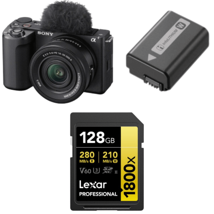 SONY ZV-E10 + 16-50mm + BATERÍA + LEXAR SD GOLD 128GB