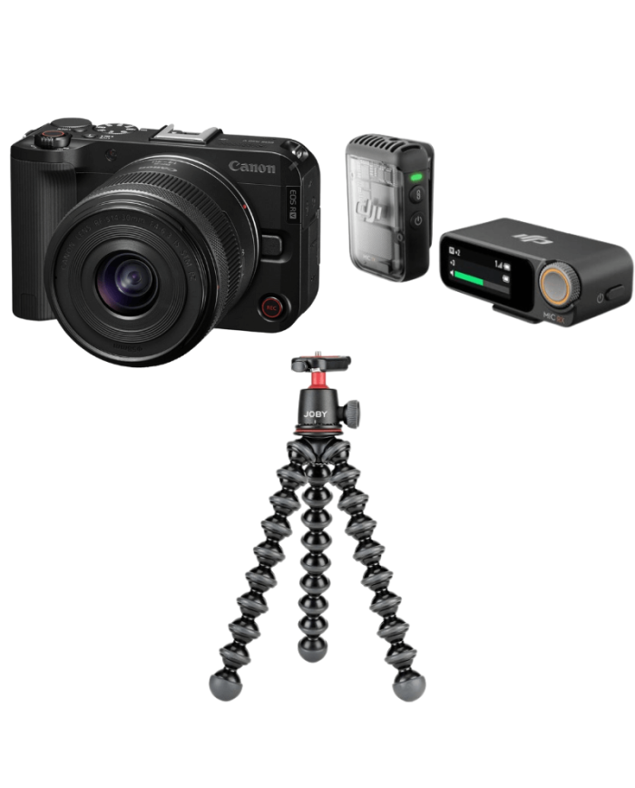CANON EOS R50V + RF 14-30mm + DJI MIC 2 + JOBY GORILLAPOD 3K