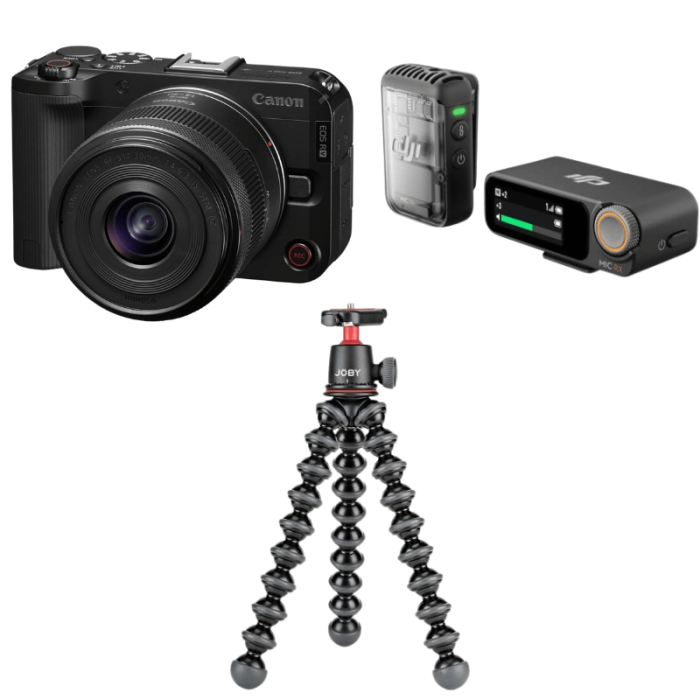 CANON EOS R50V + RF 14-30mm + DJI MIC 2 + JOBY GORILLAPOD 3K