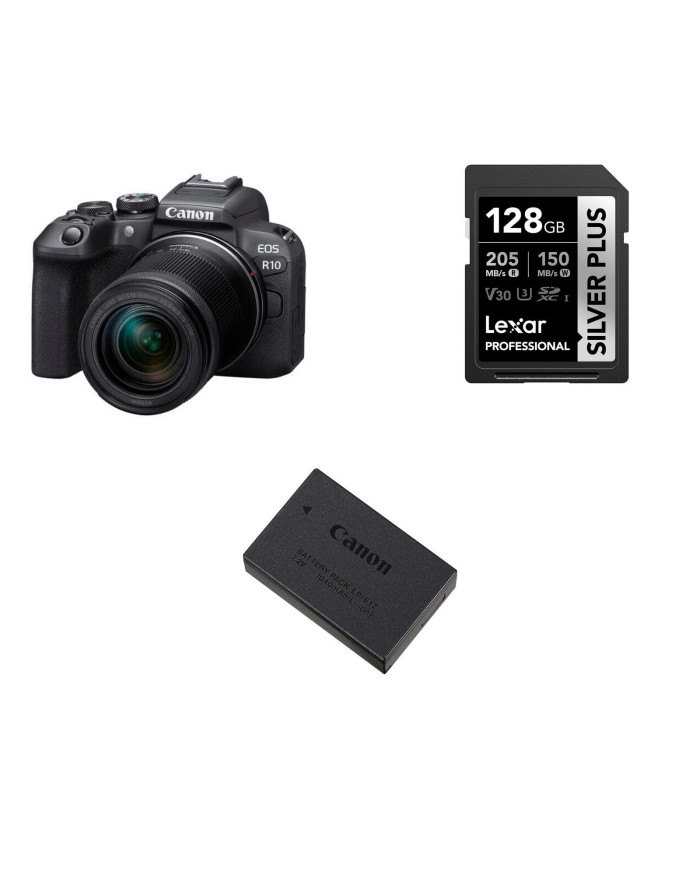 CANON EOS R10 + 18-150mm + LEXAR SD 128GB SILVER + CANON LP-E17