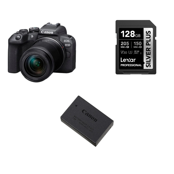 CANON EOS R10 + 18-150mm + LEXAR SD 128GB SILVER + CANON LP-E17