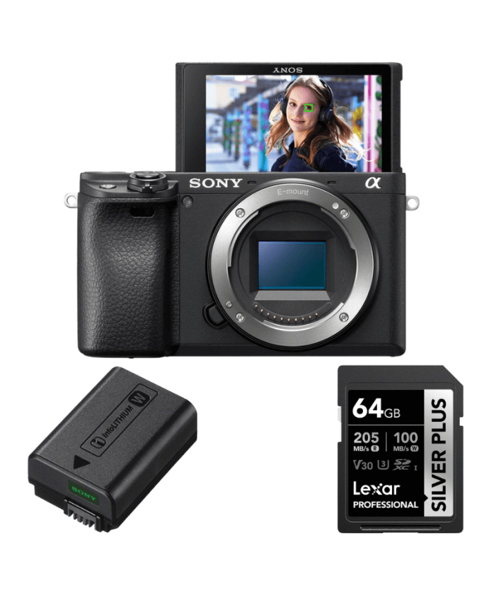 SONY 6400 + SONY NP-FW50 BATERÍA + LEXAR SD 64GB SILVER