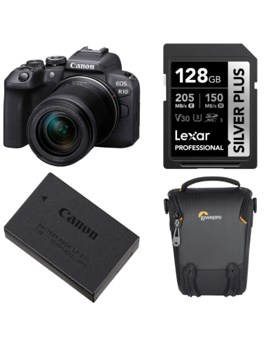 CANON EOS R10 + 18-150MM + LEXAR SD 128GB SILVER + CANON LP-E17 BATERÍA + LOWEPRO TLZ30 III