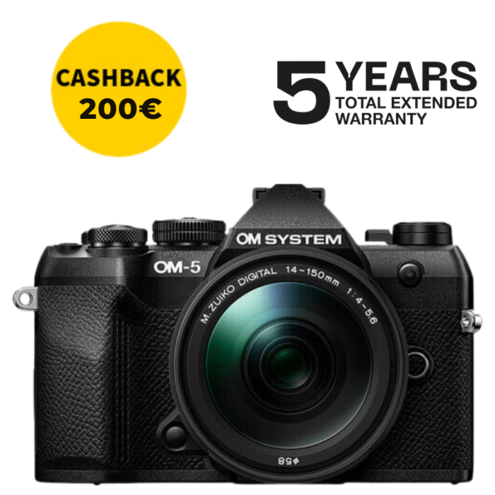 OM SYSTEM OM-5 MARK II CÁMARA MIRRORLESS CON 14-150MM F/4-5.6 II (NEGRA)