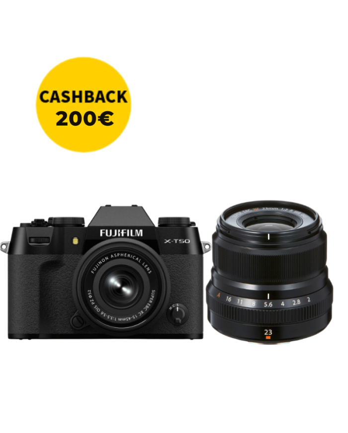FUJIFILM X-T50 + 15-45 KIT + XF 23mm f2 (NEGRO)