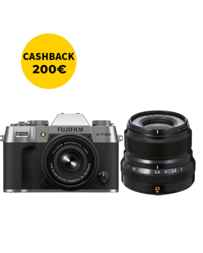 FUJIFILM X-T50 + 15-45 KIT + XF 23mm f2 (PLATA)