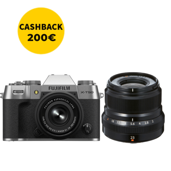 FUJIFILM X-T50 + 15-45 KIT + XF 23mm f2 (PLATA)