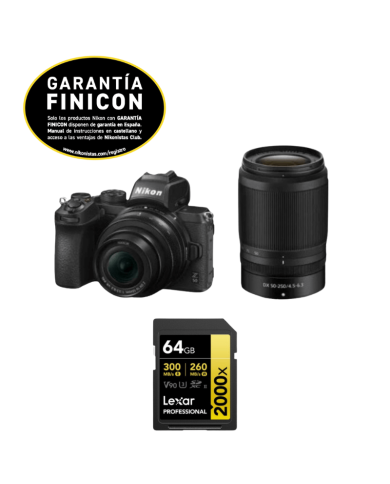 NIKON Z50 II + 16-50mm + 55-250mm CON LEXAR SD GOLD 64GB