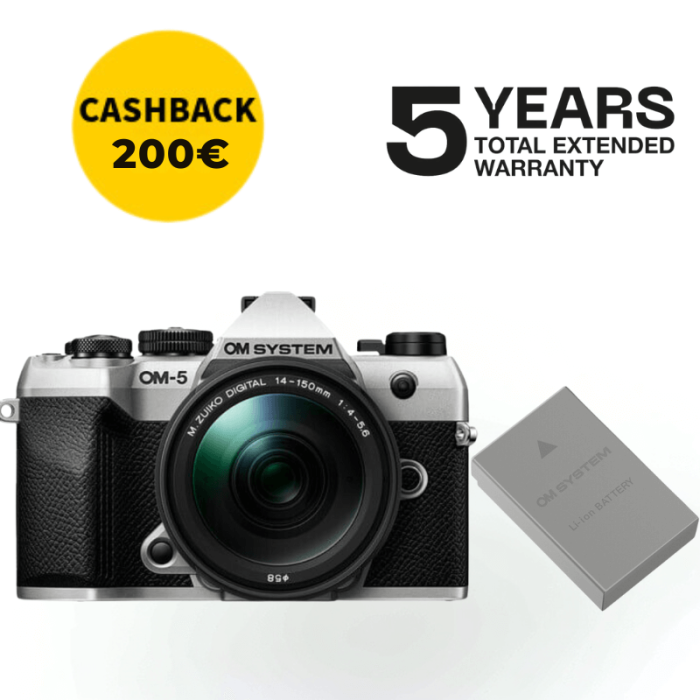 OM SYSTEM OM-5 MARK II CÁMARA MIRRORLESS CON 14-150 MM F/4-5,6 II (PLATA)