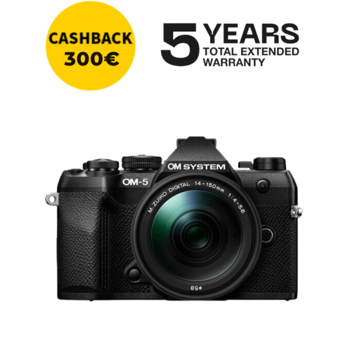 OM SYSTEM OM-5 MARK II CÁMARA MIRRORLESS CON 14-150MM F/4-5.6 II (NEGRA)