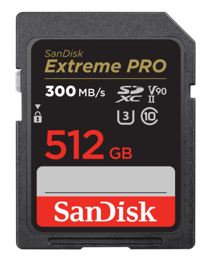 SANDISK SDXC EXTREME PRO 512GB V90 UHS-II 300MB/S