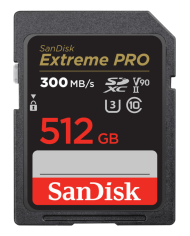 SANDISK SDXC EXTREME PRO 512GB V90 UHS-II 300MB/S