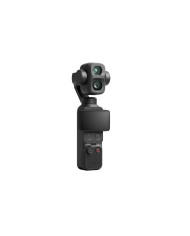 Vista lateral DJI Osmo Pocket 4P Negro con gimbal mecánico 3 ejes y pantalla OLED giratoria de 2 pulgadas