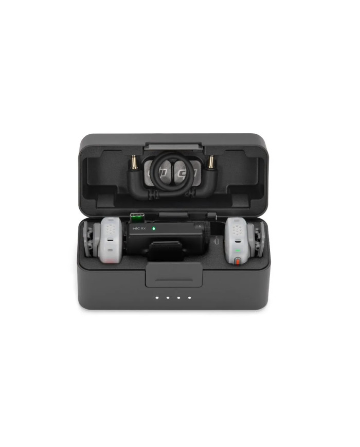 DJI Mic Mini 2S sistema completo 2TX+1RX con estuche de carga, 2 transmisores y receptor inalámbrico
