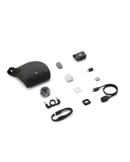 Contenido completo del pack DJI Mic Mini 2S 1TX+1RX con estuche, cables, clips, imanes y protectores antiviento