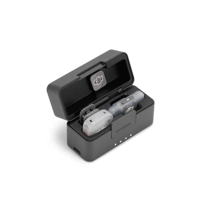 Estuche de carga compacto DJI Mic Mini 2S para 1 transmisor y 1 receptor móvil, color negro