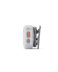 DJI Mic Mini 2S Transmisor y receptor vista lateral con clip magnético y puerto de conexión