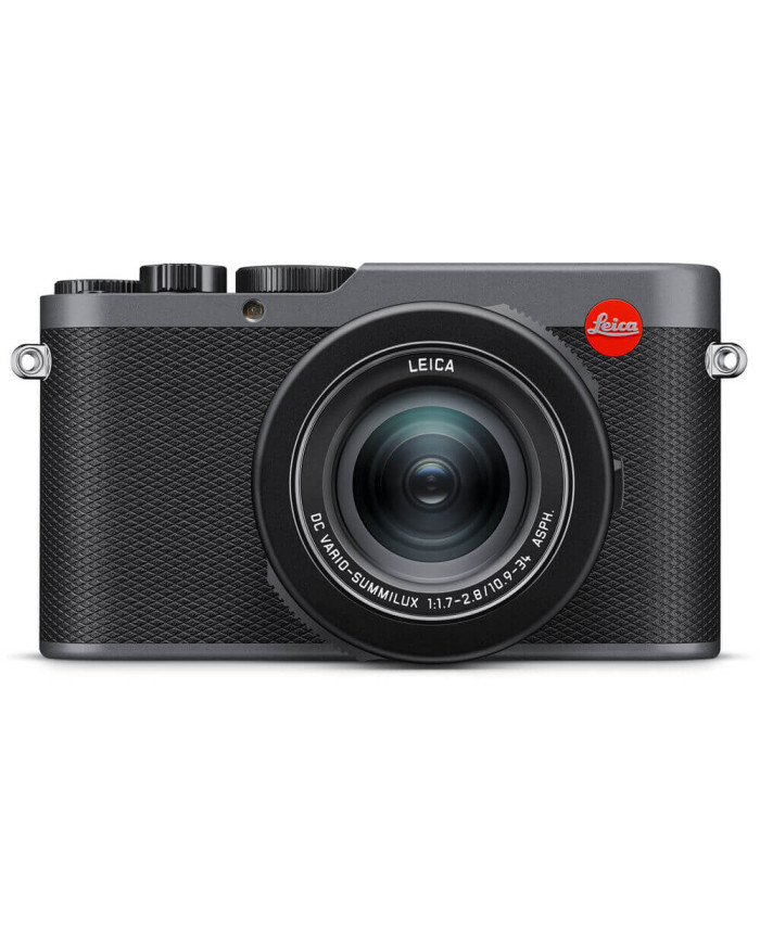 Leica D-Lux 8 Metal Grey vista frontal con lente DC Vario-Summilux 24-75mm f/1,7-2,8 y cuerpo de aleación de magnesio
