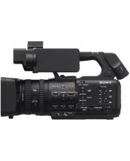 Sony PXW-Z200 camcorder vista lateral con asa y pantalla LCD táctil de 3,5 pulgadas