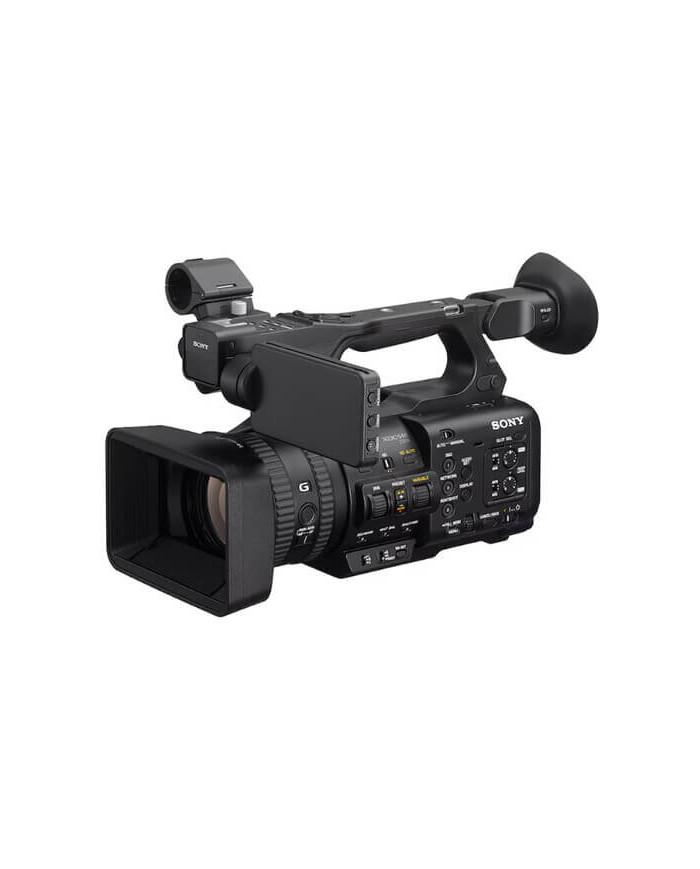 Sony PXW-Z200 cámara de vídeo profesional 4K vista frontal con objetivo zoom 20x