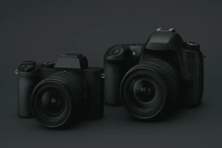 Dos cámaras tipo mirrorless y reflex