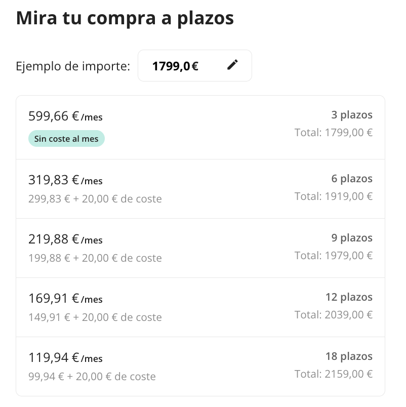 Cuotas seQura ejemplo