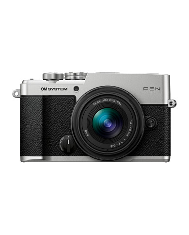 OM SYSTEM PEN CÁMARA MIRRORLESS + ZUIKO 14-42mm f3.5-5.6 III (PLATA)